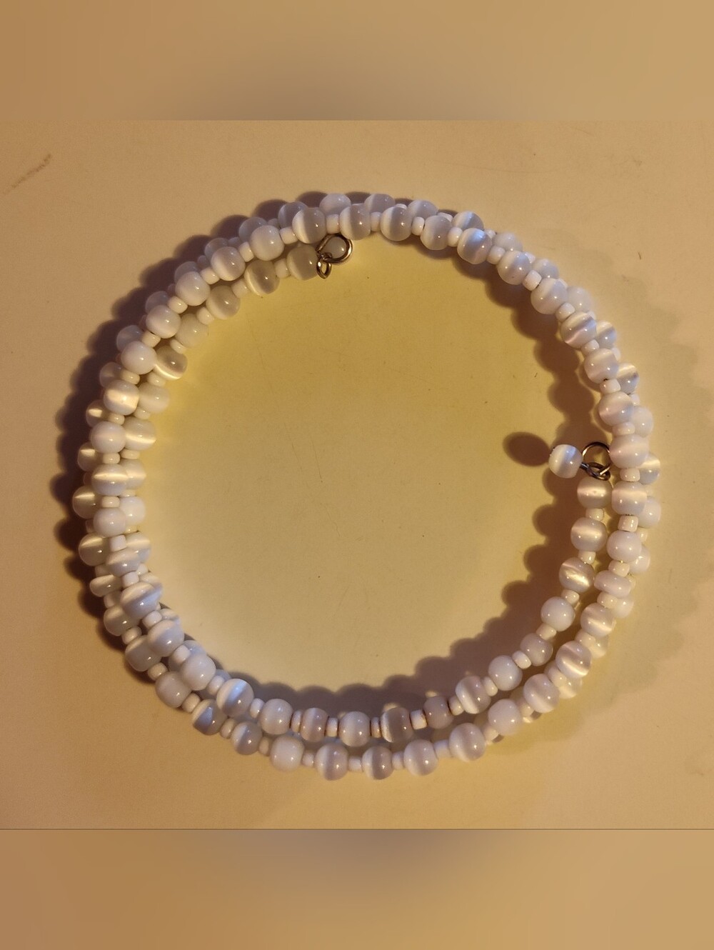 White Glass Beaded Wrap Bracelet
